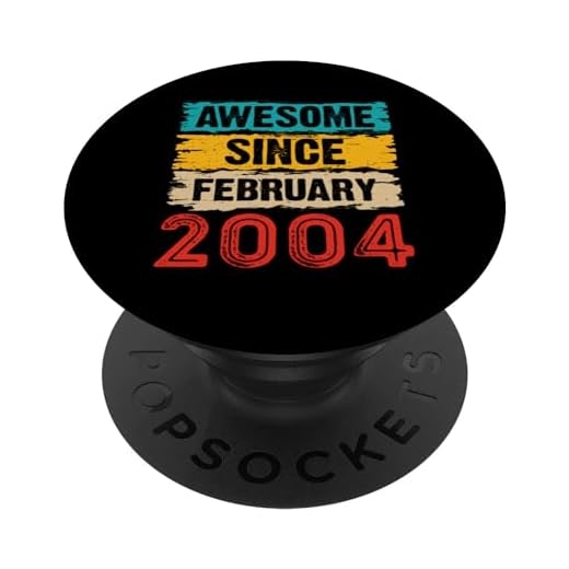 20 años impresionante desde febrero 2004 Regalos de cumpleaños 20 PopSockets PopGrip Intercambiable