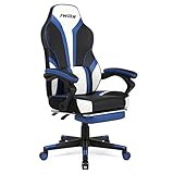 IntimaTe WM Heart Silla Gaming, Silla Gaming Ergonómica Silla Gaming de Masaje,Soporte Lumbar para Masaje, Respaldo Alto, Silla de Oficina con Pedales Plegables, Reposabrazos Ajustables (Azul)