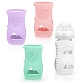 4 Pack Silicone Sleeves for Avent Natural Glass Baby Bottles, Anti Breakage Baby Bottle Holder, Compatible with Philips Avent Glass Natural Baby Bottle 8 oz, BPA Free