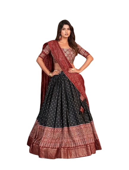 Printed Lehenga Choli Set for Women | Semi Stitched And Free Size Traditional Printed Full Flare Lehenga with Matching Choli and Dupatta | Ethnic Wear for Wedding, Festive, Party & Cultural Occasions-image-29