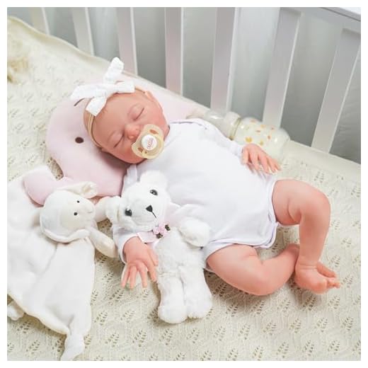 JIZHI Bambole Reborn da 20 pollici Realistiche Neonate Corpo in Tessuto Morbido Bambina che Dorme con Scatola Regalo per Bambini dai 3 Anni in su