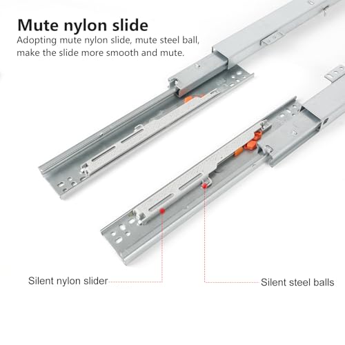 Unterflurführungen Bodenmontage Schubladenschienen,1 Paar Schubladenauszüge Schubkastenauszug Vollauszug, 180 mm Teleskopschienen für Die Bodenmontage (40cm)