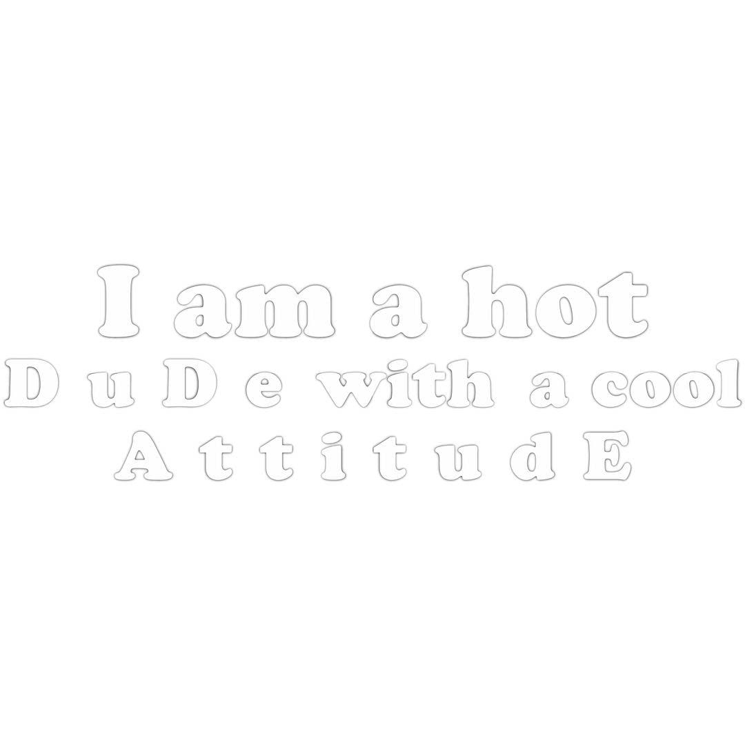 CVANU I am a Hot Dude with a Cool Attitude Self-Adhesive Exterior Quote Vinyl Sticker for Car_2pcs, Size(8.4cm X 29cm) White_cv21