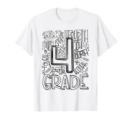 Fourth 4th Grade Typography Back to School T-Shirt