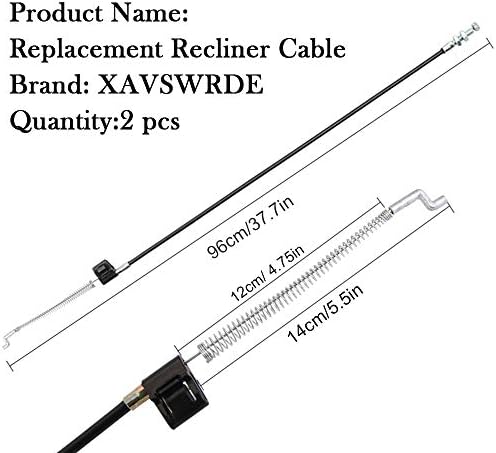 XAVSWRDE 2 PCS Replacement Recliner Cable Metal Recliner Universal Pull Recliner Handle Chair Sofa Handle Cable Durable Couch Release Lever Replacement Cable for Sofa,Total Length Approx 37.7, Black