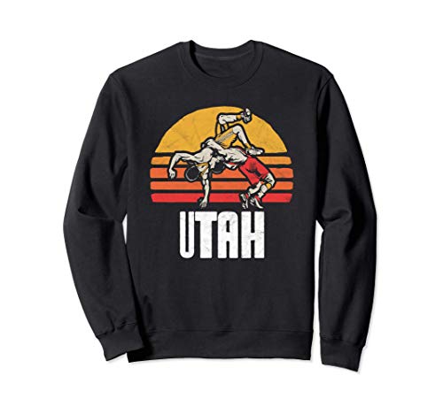 Utah Vintage Wrestling Retro Wrestlers and Sun Graphic Felpa