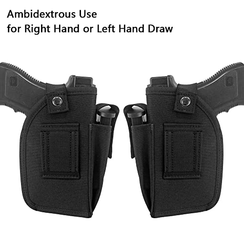 Depring Concealed Carry Holster With Mag Pouch Universal Fits Handgun With Laser Or Light Attachment Iwb Owb Car Ambidextrous Gun Holster With 2 Straps Black #TOP3