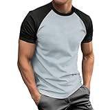 T Shirt de Baseball à Manches Courtes pour Homme, Coupe ajustée décontractée, col Rond, Color Block, Style Tendance 2026