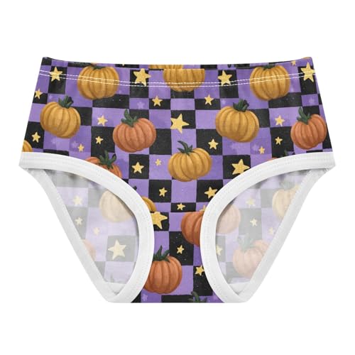 Girls Underwear Soft Cotton Halloween Pumpkin Check Kids Panties in Sizes 2/3t, 4t, 5t, 6 and 8