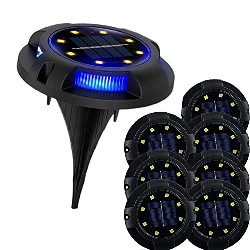 20LEDs Solar Bodenleuchte außen Garten IP65 Wasserdicht Solarleuchte Außenleuchte Bodenbeleuchtung mit Lichtsensor 6000K Path Lights Landschaft Lampe für Yard Auffahrt Rasen Pathway 8 Stück Cover