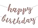 Rose Gold Glitter Happy Birthday Banner, Rose Gold Theme Birthday Bunting Backdrop for Birthday Party Decorations,Pre-Strung