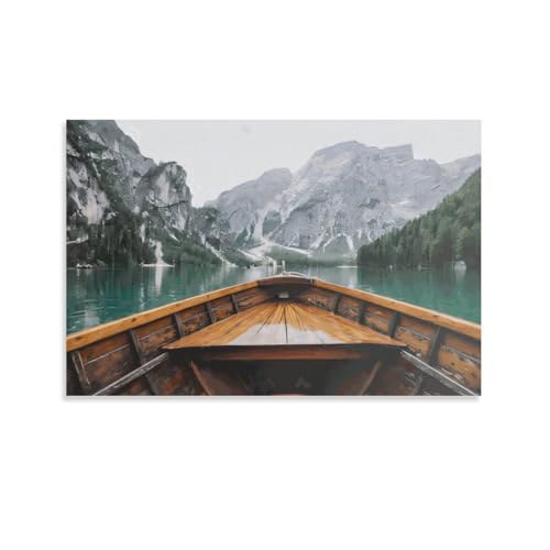 QBIREX Impression sur toile, décoration murale, bateau, tableau à l'huile, 20 x 30 cm