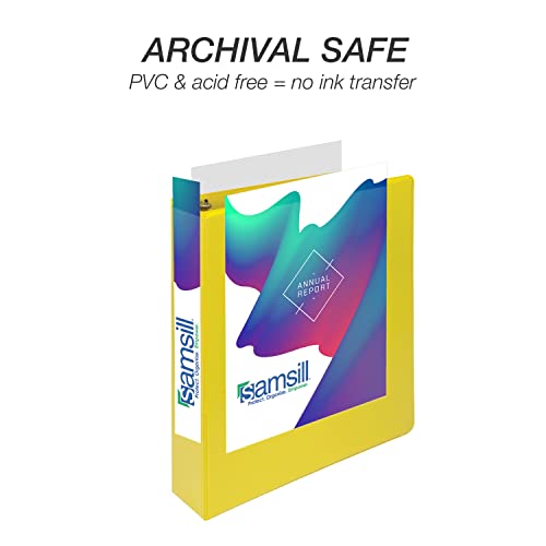 Image of Samsill Durable 1.5 inch 3 Ring Binder, D Ring Binder, 100% Recycled Chipboard, Yellow, 4 Pack