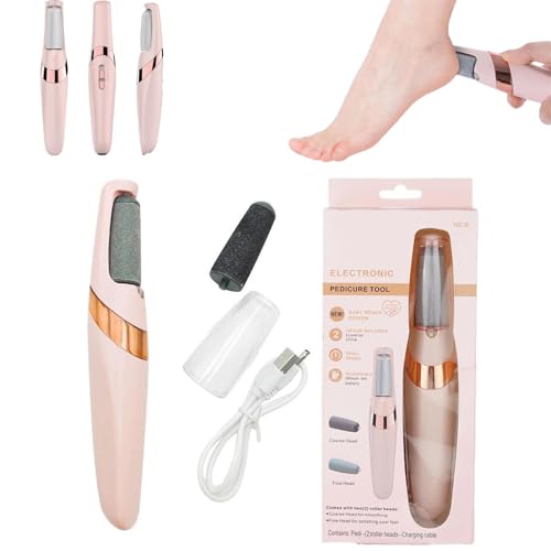 Lima eléctrica recargable para pies, removedor de callos de pies, herramienta profesional de pedicura, resistente al agua, con 2 rodillos, luz LED de 2 velocidades para piel agrietada, áspera y seca