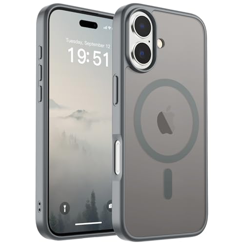 Image of SUPFINE Magnetic for iPhone 17 Case (Compatible with MagSafe)(Military Grade Drop Protection) Translucent Matte Shockproof with Anti-Fingerprint Phone Cover 2025,Gray