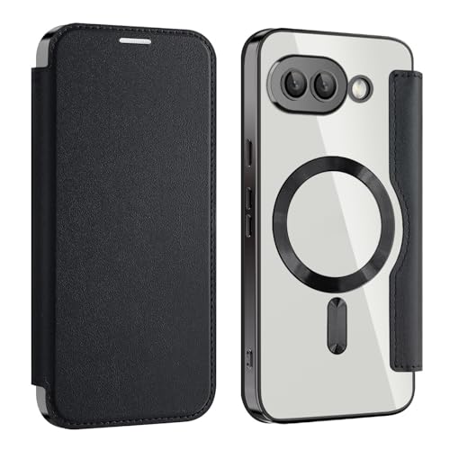 Google Pixel 9A 5G �p�E�H���b�g�P�[�X�A3 �̃J�[�h�X���b�g�� RFID �u���b�N�t���v���~�A���t���b�v PU ���U�[�J�o�[�A���C�N���A�o�b�N�ϏՌ��ی�(Black)