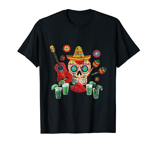 Crâne de guitariste mexicain tequila - Cadeau à boire - Cinco de Mayo T-Shirt