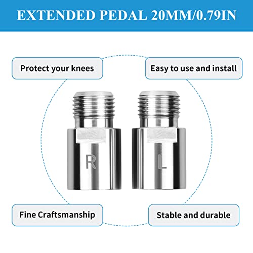 Vesaneae 1 Pair Chrome-Molybdenum Steel Bicycle Pedal Extender,20 mm Bicycle Foot Pedal Spacer with L and R markings,Adapter for foot pedal extensions,for Mountain,Folding,Racing Bikes - Image 4