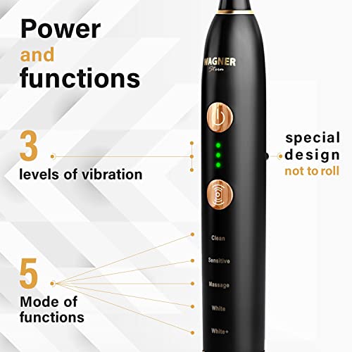Wagner & Stern Whiten+ Edition. Smart Electric Toothbrush With Pressure Sensor. 5 Brushing Modes And 3 Intensity Levels, 8 Dupont Bristles, Premium Travel Case. #TOP4