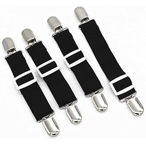 Pubiao 4 Stück – Bettlaken Verschlüsse Hosenträger Elastische Bettlakenspanner für Matratzenbezüge Sofa Tischdeckenstiefel Beinriemen Clips