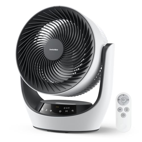 SwitchBot Smart Desk Fan Portable 22dB Silent Rechargeable Fan for Indoor Outdoor Camping Compatible with Alexa/Google/Siri-Hub Required USB Battery Air Circulator Fan 4 Mode 9H Timer