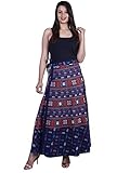rajwada-fashion Wrap Around Long Skirt Women 100% Cotton Jaipuri Printed (Color Blue)