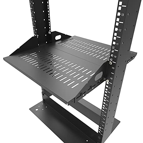 Jingchengmei 2U Cantilever Server Shelf Rack Mount-19 Inch 2 Piece Set Center Weighted for AV/Data Equipment Enclosure (2U2PC10V, Black) - Thumbnail 2