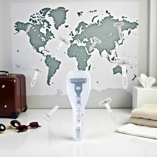 Jizlan Portable Travel Razor Cover Case, Transparent Plastic Shaver Holder Protector Organizer, for Men\'s Manual Razors and Electric Shaver Accessories Razor Travel Case - Thumbnail 5
