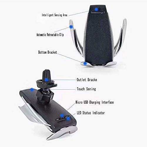 Image of Smars Smart Sensor Wireless Car Type C Charger With 10W Charge & Infrared Sensor For Cellular Phones, Qi Enabled Devices- Black