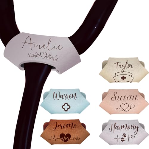 Stethoscope Name Tag Personalized Stethoscope Charms Customized with Engraved Id Tags Custom Nurse Week Gift for Men Veterinary,Purple