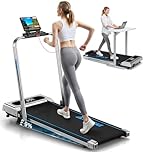 Treadmill for Home Foldable with App Compatible, 12KM/H 5 in 1 Walking Pad with 9% Incline, Indoor Running Machine with 350 LB Weight Capacity, Brushless Drive, LED Display, Magnetic Remote Control