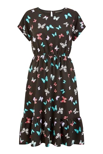Mela London Womens Black Butterfly Print Relaxed Fit Skater Dress 12 Black