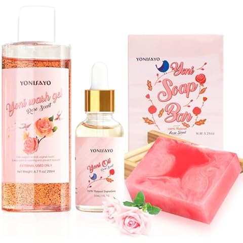 Feminine Wash Yoni Oil Yoni Bar Soap for Women pH Balance, Natural Yoni Wash Yoni Soap Intimate Deodorant, Feminine Oil Moisturizing Remove Odor Body Wash, Rose Scent Cover