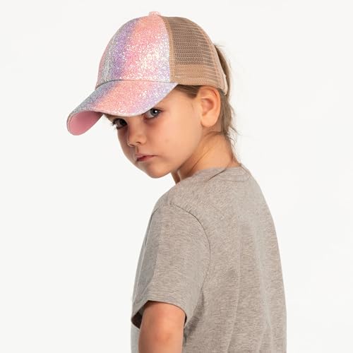 C.C Ponycap Messy High Bun Ponytail Adjustable Glitter Mesh Trucker Baseball Cap3