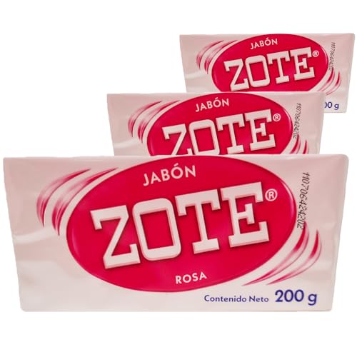 Zote Pink Soap 200g (Pack of 3) - Mexican Bar for Laundry Detergent, DIY Handwash Clothes, Rose Fragrance