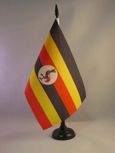 AZ FLAG Uganda Table Flag 5'' x 8'', Ugandan Office Decoration 100% Polyester 21 x 14 cm