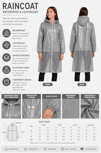 Image of EVA Poncho Raincoat for Men and Women, Lightweight Waterproof with Hood, Adjustable Drawstring, Snap Button Closure, Reusable