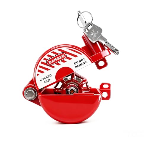 Young Dance Self-Locking Plastic Gate Valve Lockout Device,1 to 2-1-2 in Dia Valve Handles,Hose Bib Lock for Outdoor Faucet Knob-Gas Valve-Propane Tank,Outside Garden Valves,(1 Pack,Red)