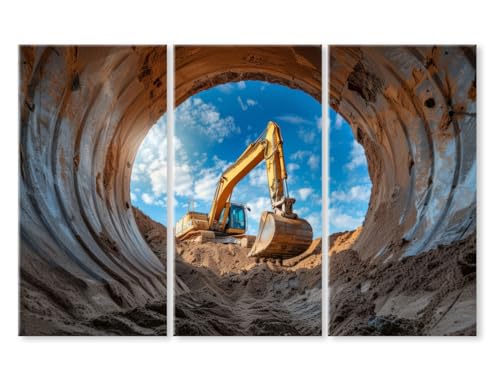 TUMOVO Excavator Canvas Art Office Decor Concrete Pipe Bedroom Wall