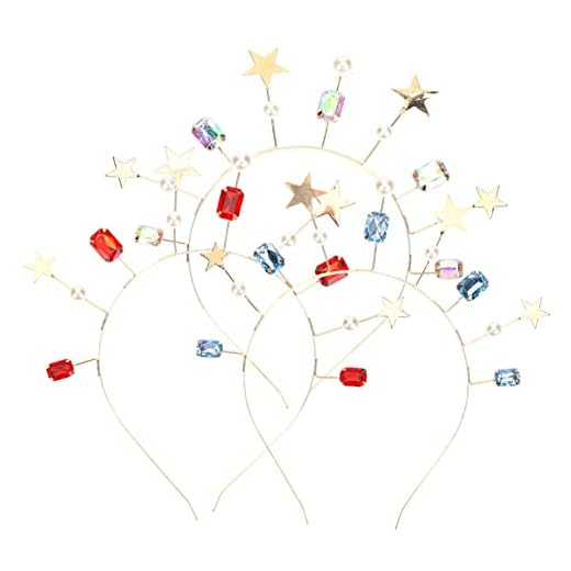 DOITOOL 3 Pecas de cabelo coifa bandana grade de parede de arame laços de cabelo infantil acessórios de cabelo tiara faixa de cabelo estrela faixa de cabelo com glitter