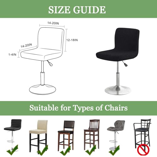 Image of FUANGUI Bar Stool Covers with Backs, 2 Pack Stretch Bar Stool Chair Covers, Knitted Jacquard Bar Stool Covers,Washable Bar Chair Covers Swivel Barstool Slipcovers (Knitted Black 01)