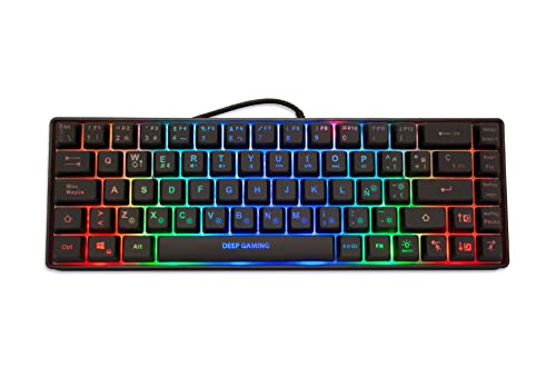 DeepGaming TM065 - Teclado 65% RGB Compacto con Sonoridad de Teclado Mecánico y Suavidad de Membrana, 69 Teclas (19...