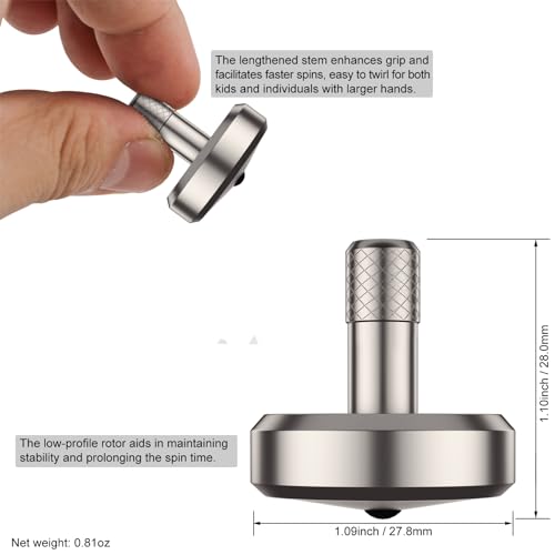 Image of DjuiinoStar Premium Titanium Spinning Top: Lengthened Stem, Easy to Twirl, Decent Performance (4-7 Minutes), CNC Machined, Great Time Killer, EDC Fidget Toy DST-821