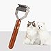 LICAEVEY Pet Dematting Comb for Dogs and Cats, Double Side Deshedding Dematting Dog Brush with Wood Handle, Gentle Grooming Brush, for Dematting Detangling Matted and Knots