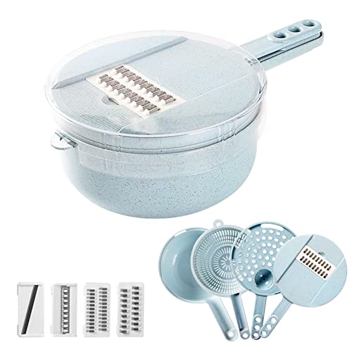 Cortador de verduras 12 en 1, multifunción, cortador de verduras con recipiente, cortador de cebolla, cortador de frutas, cuchillas de acero inoxidable, multifunción, cortador de verduras, ideal para