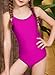 blibean Tween Girls Swimsuits Little Kids Summer One Piece Adjustable Hawaii Beach Bathing Suit Big Girl Fashion Solid Swimwear Traje De Baño para Niñas Size 8-9 Year Old Rose