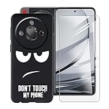 YQINHHME Hülle für Nubia Focus Pro 5G (6.72 Zoll) Mit 1 X Gehärtetem Glas Schutzfolie, Superdünne Schwarz Kratzfest Weich Silikon TPU Bumper Schutzhülle Cover für Nubia Focus Pro 5G - DUO5B