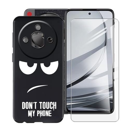 YQINHHME Hülle für Nubia Focus Pro 5G (6.72 Zoll) Mit 1 X Gehärtetem Glas Schutzfolie, Superdünne Schwarz Kratzfest Weich Silikon TPU Bumper Schutzhülle Cover für Nubia Focus Pro 5G - DUO5B