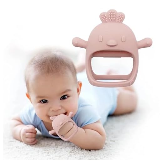 KESI ORNAMENTS Baby Teething Toys, Teethers for Babies 3-6 Months, BPA Free Baby ChewToys, Teether Mitten Teething Toys with Soft Texture for Sensory Exploration and Itching Teething Relief(Peach)