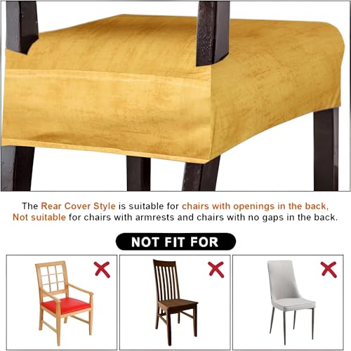 Image of Set of 4 Stretchable Dining Chair Covers, Universal Fit Washable Seat Slipcovers for Dining Room & Home Decor (Texture Mustard)